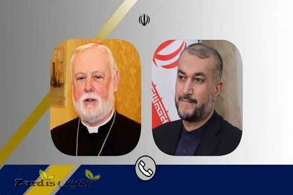 Iran, Vatican FMs discuss Palestine, relations overphone_thumbnail